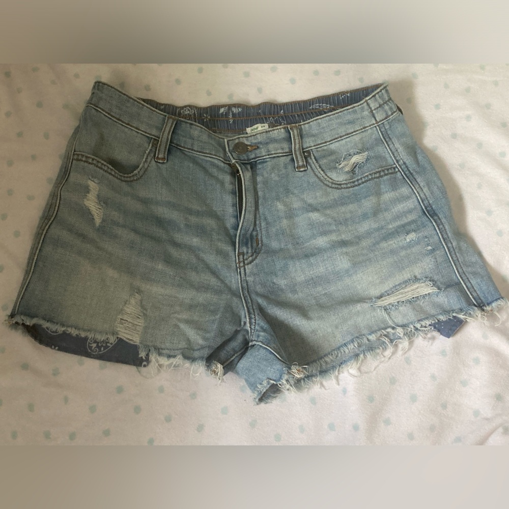Aerie denim pull elastic waist shorts